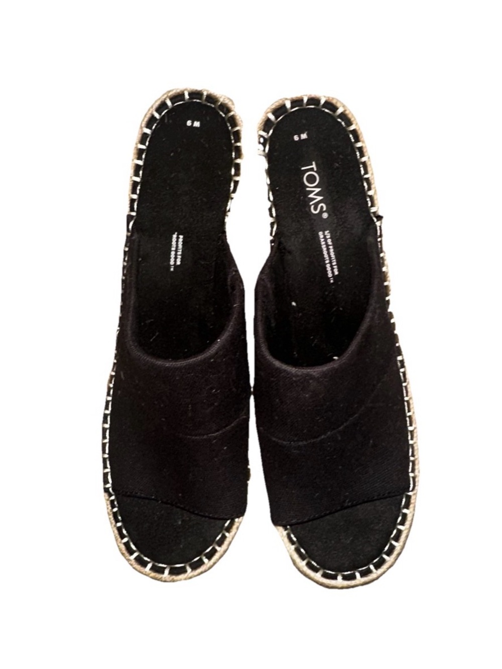 TOMS Black Canvas Slip-On Mule Sandals